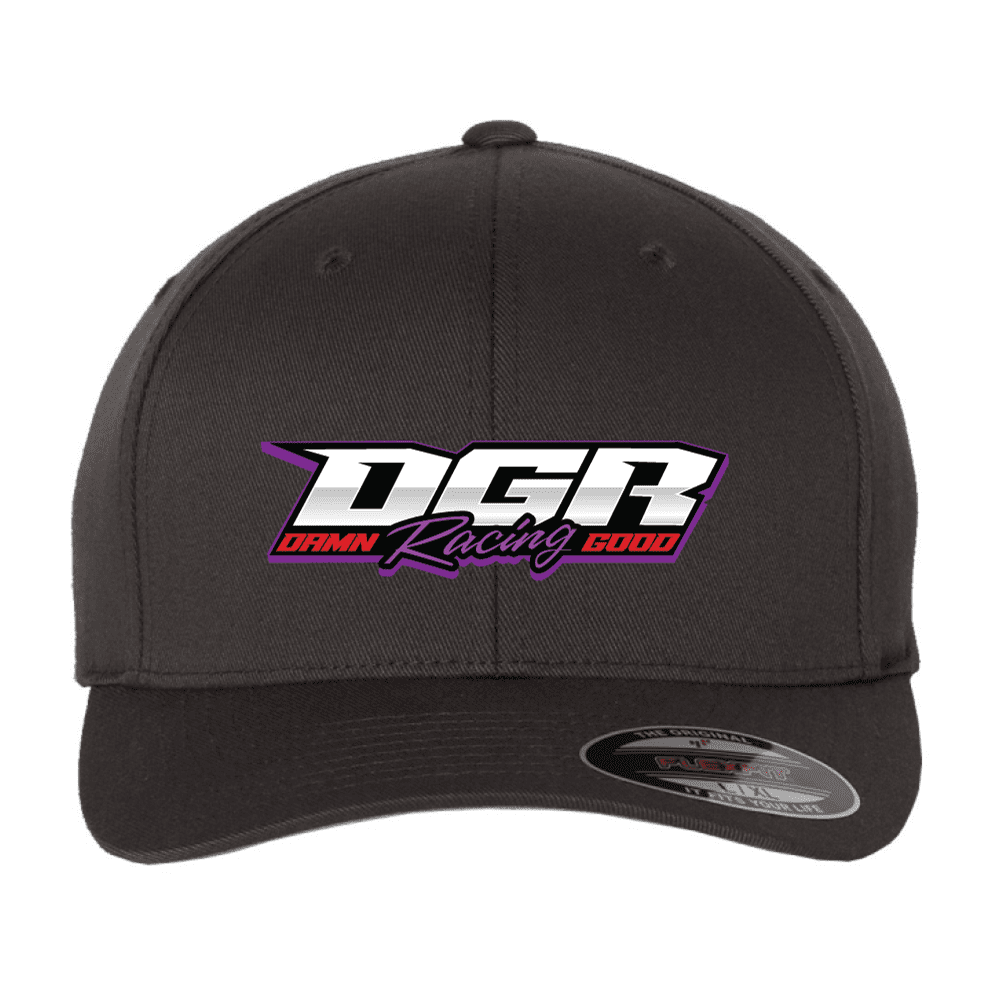 6277 Flexfit Wooly 6 Panel Cap - Black (Purple Logo)