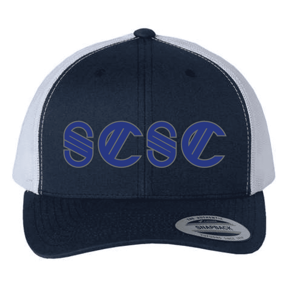 6606 Yupoong Adult Retro Trucker Cap - Navy/White